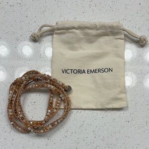 Victoria Emerson Tan and White Beaded Bracelet